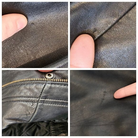 Marc New York Andrew Mark Black Leather Coat XL Zipup Patch Pockets Heavy - Picture 11 of 15